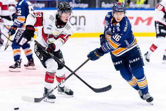 Malmö Redhawks Petter Vesterheim och Växjös Elias Rosén