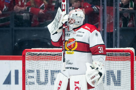 Almtunas målvakt Viktor Andrén deppar