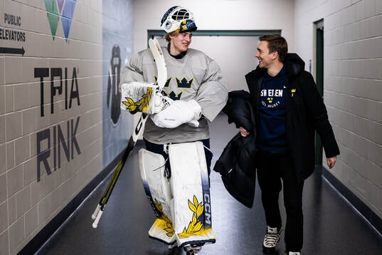 Goaltender Love Härenstam and psychological coach Johan