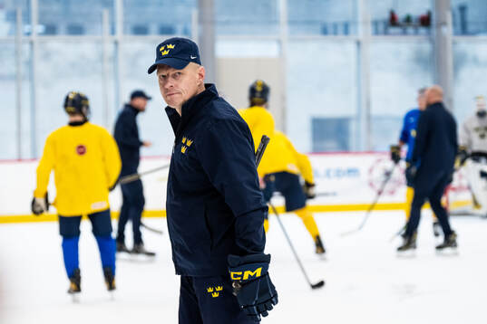 Head coach Magnus Hävelid of Sweden at a practice session