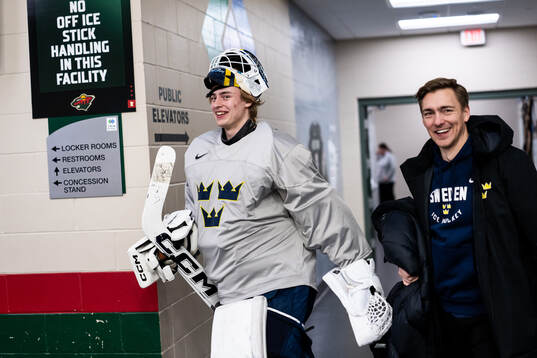 Goaltender Love Härenstam and psychological coach Johan