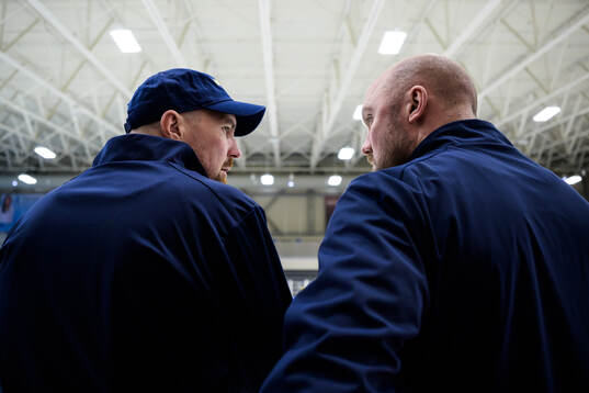 Assistant coaches Gereon Dahlgren and Nicklas Grossmann of