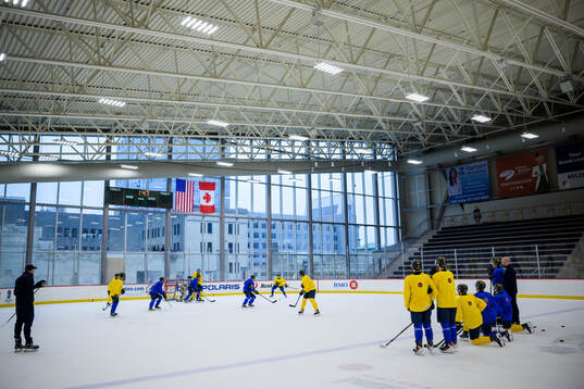 Players of Sweden at a practice session