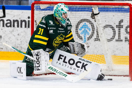 Björklövens målvakt Olle Eriksson Ek deppar