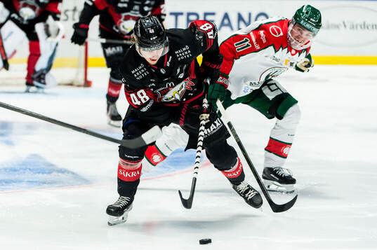 Malmö Redhawks Lauri Pajuniemi och Frölundas Max Lindholm
