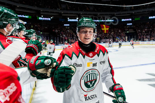 Frölundas Noah Hasa jublar