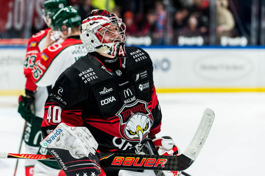 Malmö Redhawks målvakt Oskar Blomgren deppar