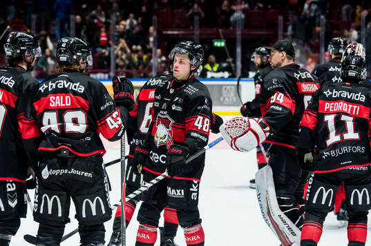 Malmö Redhawks Lauri Pajuniemi och spelare deppar