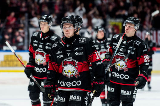 Malmö Redhawks Linus Öberg och spelare deppar