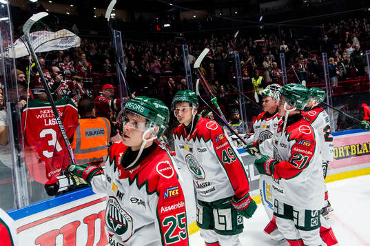 Frölundas Arttu Ruotsalainen, Måns Toresson och Jere