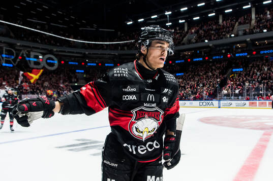Malmö Redhawks Axel Sundberg jublar