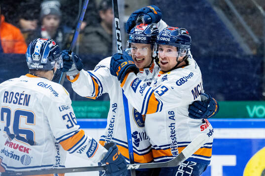 Växjös Elias Rosén och Dylan Mclaughlin jublar med