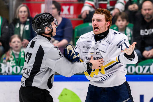 HV71s William Ignberg Nilsson reagerar mot linjedomare