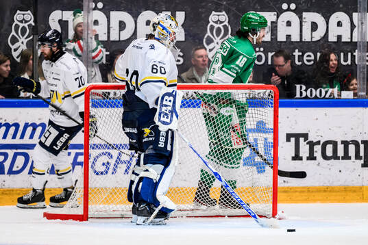 HV71s målvakt Felix Sandström deppar