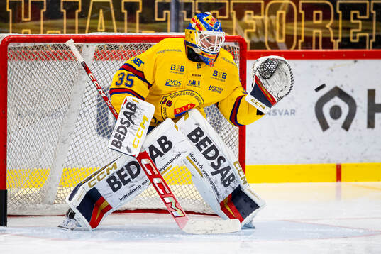 Djurgårdens målvakt Magnus Hellberg innan ishockeymatchen