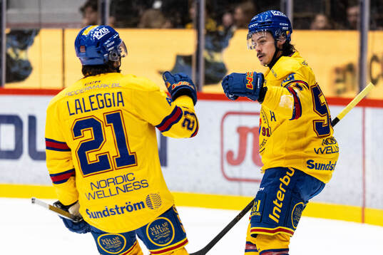 Djurgårdens Joseph Laleggia och Charles Hudon jublar