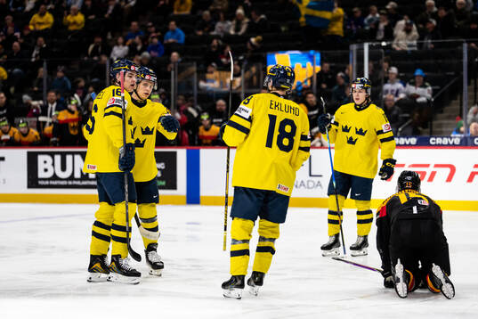 Anton Frondell of Sweden celebrates with  Alfons Freij,