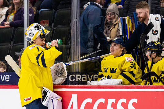 Goaltender Herman Liv and goaltender Love Härenstam of