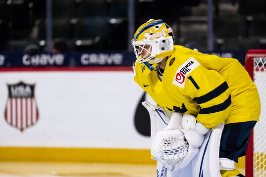 Goaltender Herman Liv of Sweden