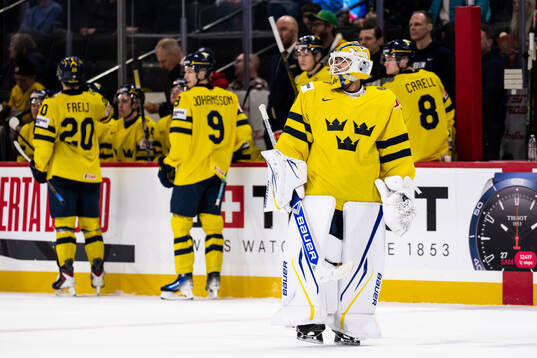 Goaltender Herman Liv of Sweden