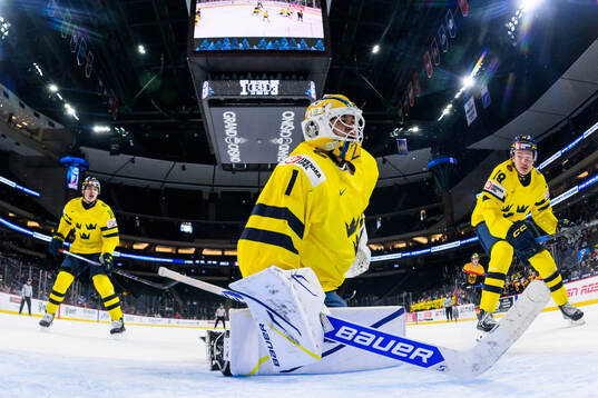Goaltender Herman Liv of Sweden