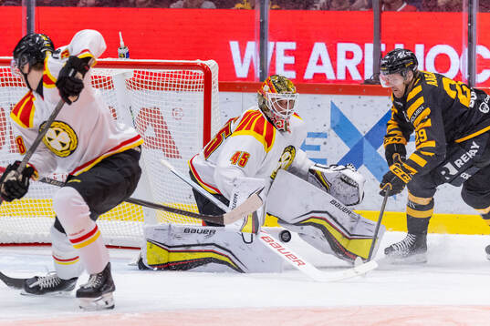 Brynäs målvakt Damian Clara och Skellefteås Mikkel