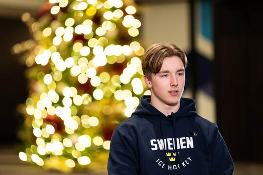 Viggo Björck of team Sweden at a press event