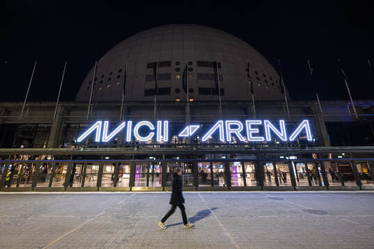 Exteriör vy av Avicii Arena