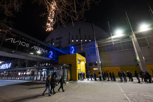 Exteriör vy av Avicii Arena