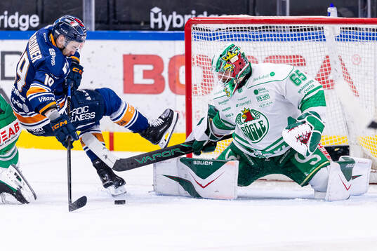 Växjös Reid Gardiner och Rögles målvakt Christoffer