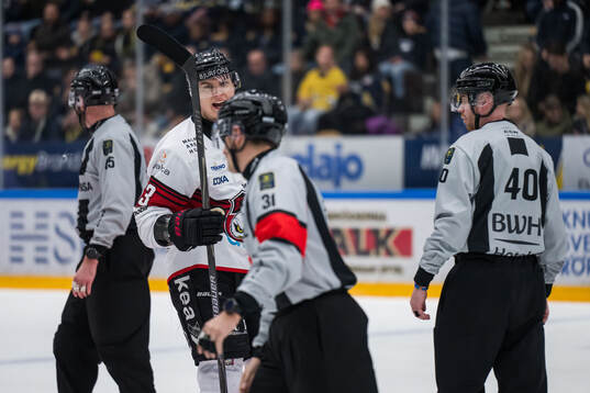 Malmö Redhawks Fredrik Händemark reagerar på ett domslut