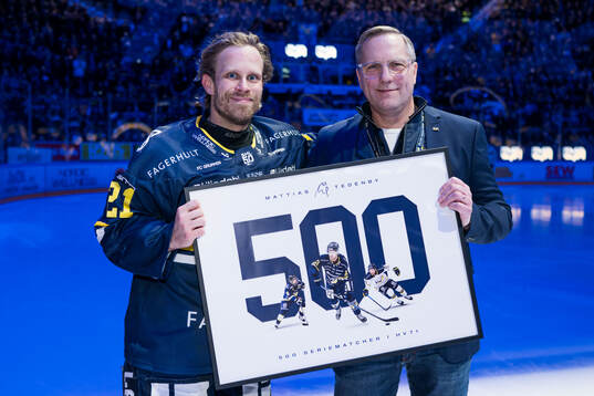 HV71s Mattias Tedenby uppmärksammas för att ha gjort 500