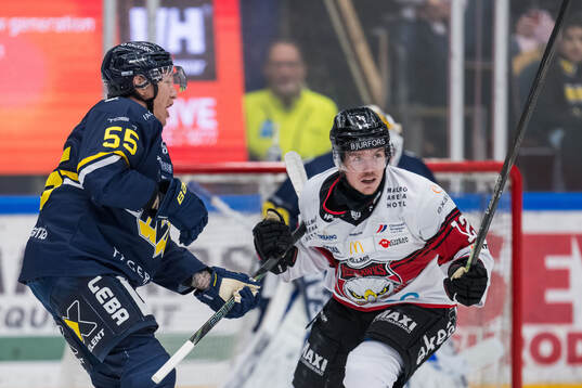 HV71s Andreas Borgman och Malmö Redhawks Linus Öberg