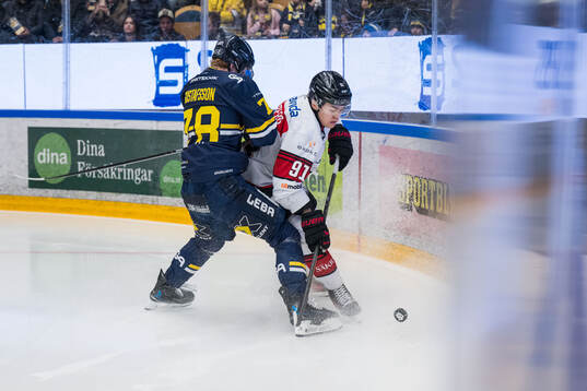 HV71s Malte Gustafsson och Malmö Redhawks Axel Sundberg