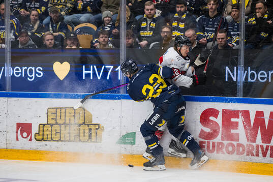 HV71s Hampus Karlsson och Malmö Redhawks Robin Salo