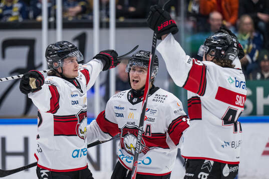 Malmö Redhawks Lauri Pajuniemi, Janne Kuokkanen och Robin