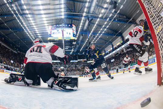Malmö Redhawks målvakt Marek Langhamer och HV71s Hugo