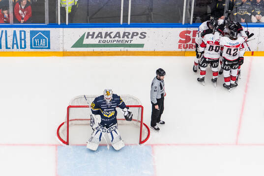 HV71s målvakt Felix Sandström deppar medan Malmö