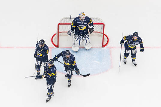 HV71s Olle Alsing, Jonathan Ang, Lukas Rousek, målvakt