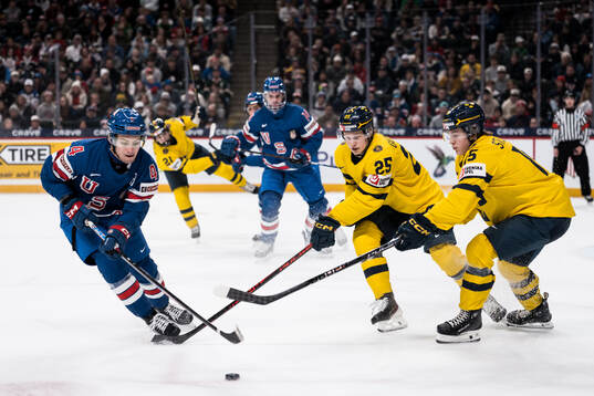 Teddy Stiga of USA and Eddie Genborg and Ivar Stenberg of