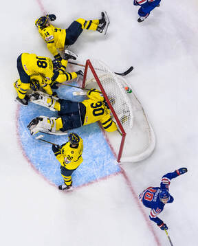 James Hagens of USA celebrates the 2-5 goal by Will Zellers