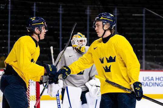 Anton Frondell and Linus Eriksson of Sweden at a practice