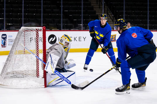 Goaltender Herman Liv, Eddie Genborg and Wilson Björck of