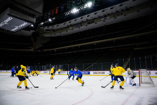 Players of Sweden at a practice session