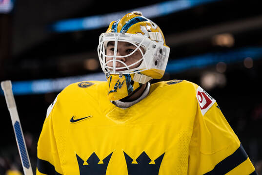 Goaltender Herman Liv of Sweden
