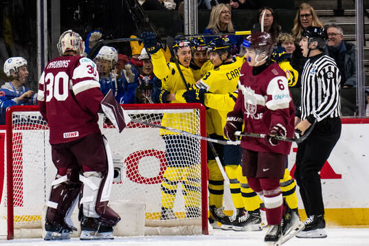 Linus Eriksson, Anton Frondell and Felix Carell of Sweden