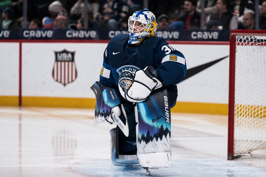 Goaltender Petteri Rimpinen of Finland