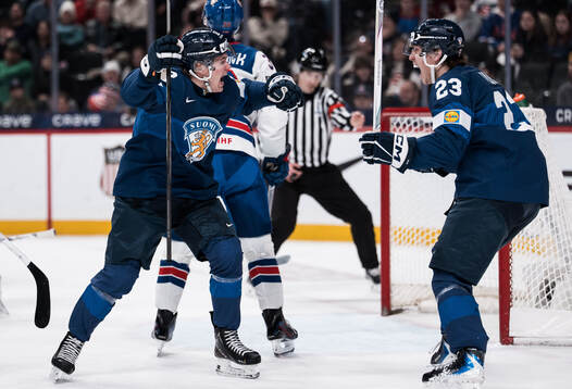 Joona Saarelainen and Leo Tuuva of Finland celebrates