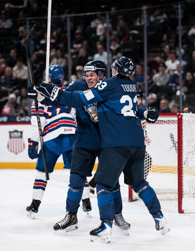Joona Saarelainen and Leo Tuuva of Finland celebrates