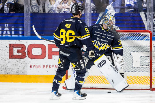HV71s målvakt Lassi Lehtinen deppar